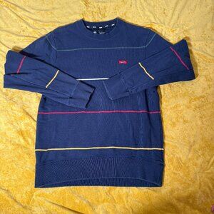 Nike SB Mens Striped Pullover Sweater Size Medium Cotton Blend Navy Blue